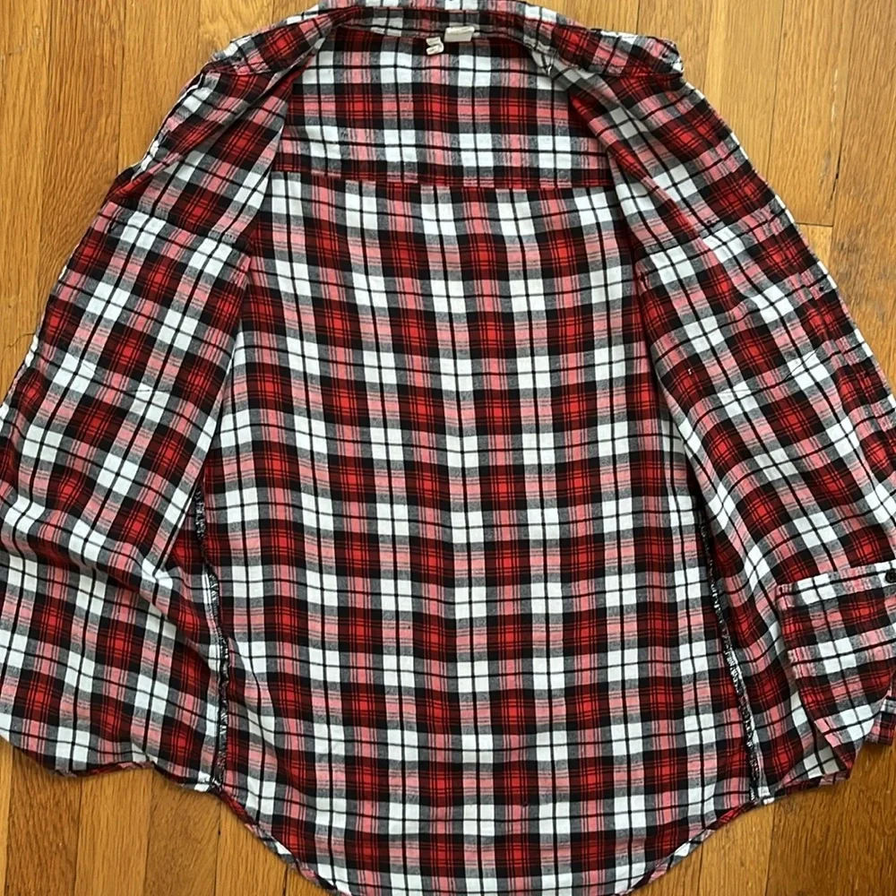 Japna 100% Cotton Flannel Button Down Shirt in Red Black & White Long Top - Picture 11 of 13